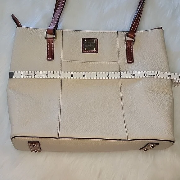 DOONEY & BOURKE Lexington Cream Pebbled Leather Tan Double Handle‎ Zip Tote Bag - Picture 10 of 15